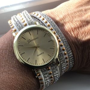 Geneva quartz bracelet watch